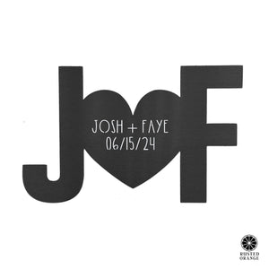 Rusted Orange Craftworks Co. Name Plates Initials & Heart Monogram - Large Metal Custom Family Name Heart Sign