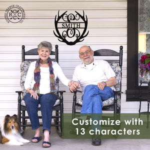 Rusted Orange Craftworks Co. Name Plates Special Offer Antler Monogram with Name - Custom Metal Name Sign for Home Antler