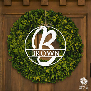 Rusted Orange Craftworks Co. Name Plates Special Offer Fullerton Monogram - Circle or Square - Metal Last Name Sign Wall Decor