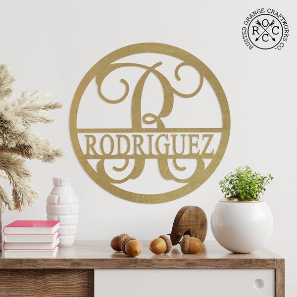 Rusted Orange Craftworks Co. Name Plates Special Offer Thick Border Circle Monogram - Personalized Name Signs for Home Decor
