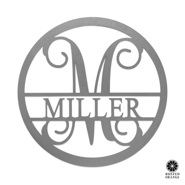 Rusted Orange Craftworks Co. Name Plates Thick Border Circle Monogram - Personalized Name Signs for Home Decor