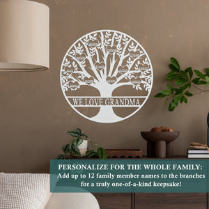 Rusted Orange Craftworks Co. name sign [COL] Tree of Life Personalized Family Tree Metal Sign with Hearts – Custom Name & Date – Large Laser Cut Steel Wall Art