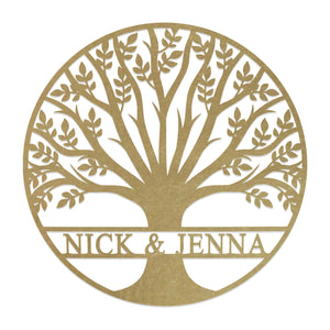 Rusted Orange Craftworks Co. name sign [COL] Tree of Life Personalized Family Tree Metal Sign with Hearts – Custom Name & Date – Large Laser Cut Steel Wall Art