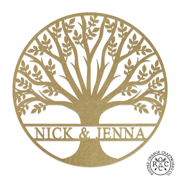 Rusted Orange Craftworks Co. name sign Tree of Life Personalized Family Tree Metal Sign with Hearts – Custom Name & Date – Large Laser Cut Steel Wall Art