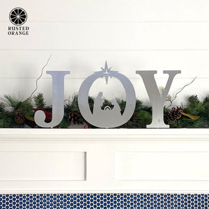 Rusted Orange Craftworks Co. Nativity Sets Joy Nativity - 4 Sizes - Metal Stand Up Joy Sign with Christmas Manger Scene