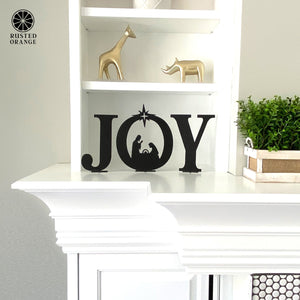 Rusted Orange Craftworks Co. Nativity Sets Joy Nativity - 4 Sizes - Metal Stand Up Joy Sign with Christmas Manger Scene