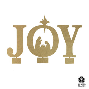 Rusted Orange Craftworks Co. Nativity Sets Joy Nativity - 4 Sizes - Metal Stand Up Joy Sign with Christmas Manger Scene