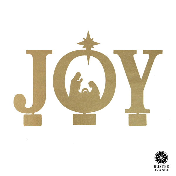 Rusted Orange Craftworks Co. Nativity Sets Joy Nativity - 4 Sizes - Metal Stand Up Joy Sign with Christmas Manger Scene