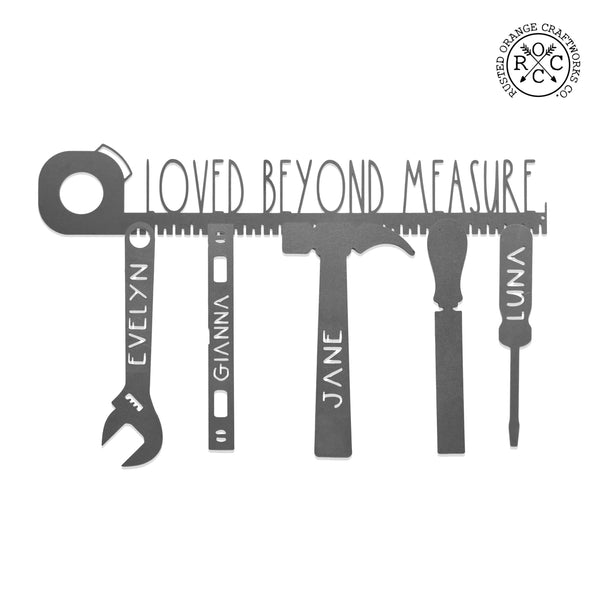 Rusted Orange Craftworks Co. No One Else Measures Up to Dad Family Name Sign - Custom Fathers Day Gifts