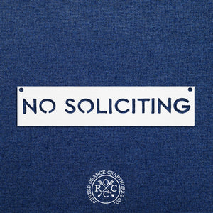 Rusted Orange Craftworks Co. No Soliciting Sign- Small Rectangle with Block Font