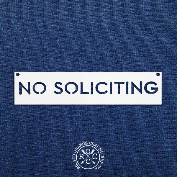 Rusted Orange Craftworks Co. No Soliciting Sign- Small Rectangle with Block Font