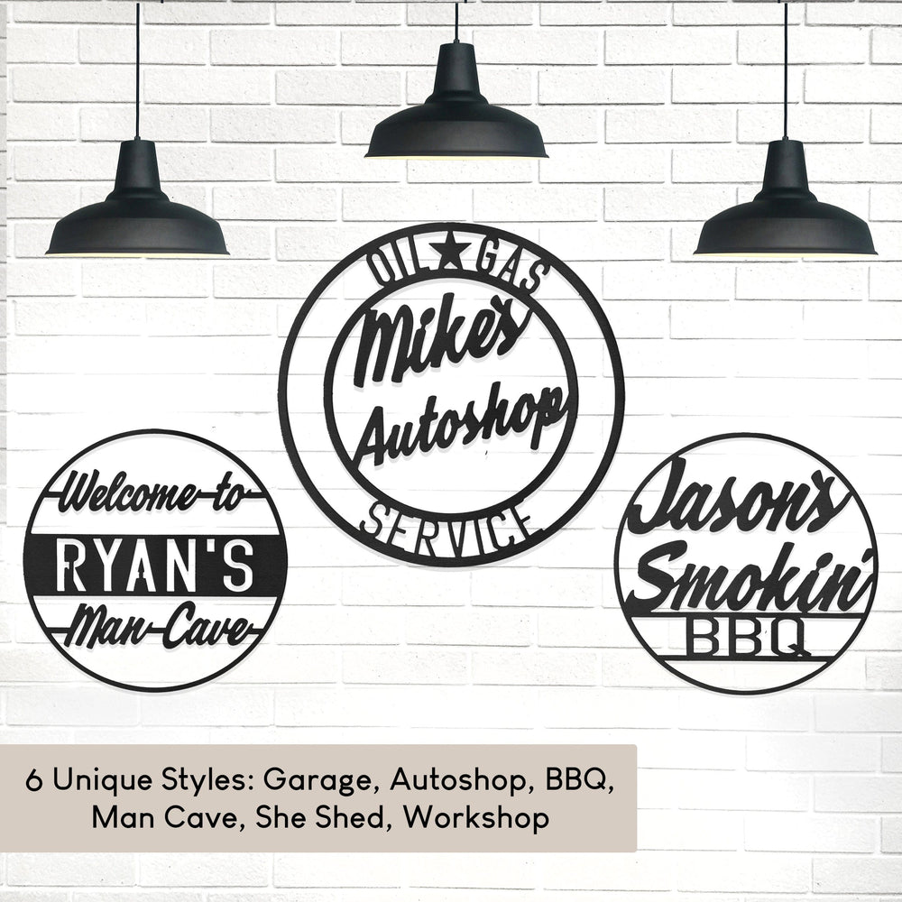 Rusted Orange Craftworks Co. Novelty Signs [COL] Vintage Circle Signs  - Personalized Decorative Garage or Workshop Sign