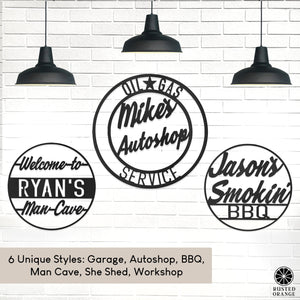 Rusted Orange Craftworks Co. Novelty Signs Vintage Circle Signs  - Personalized Decorative Garage or Workshop Sign