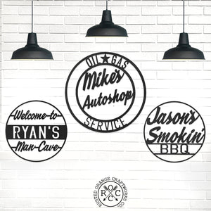 Rusted Orange Craftworks Co. Novelty Signs Vintage Circle Signs  - Personalized Decorative Garage or Workshop Sign