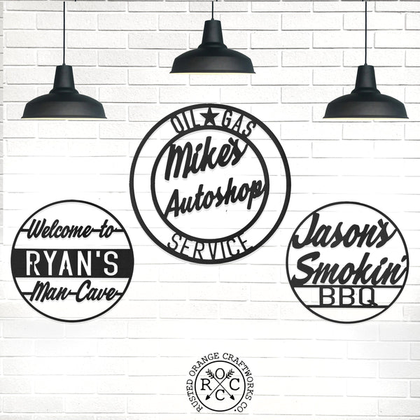 Rusted Orange Craftworks Co. Novelty Signs Vintage Circle Signs  - Personalized Decorative Garage or Workshop Sign