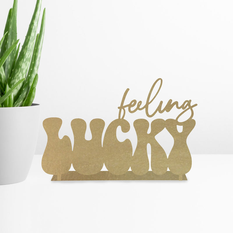 Rusted Orange Craftworks Co. OPTIONS_HIDDEN_PRODUCT Decor Steals Feeling Lucky Metal Tabletop Sign - St. Patrick’s Day Shamrock Decor