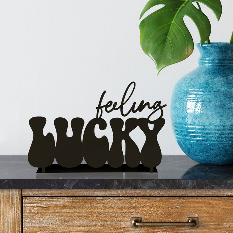 Rusted Orange Craftworks Co. OPTIONS_HIDDEN_PRODUCT Decor Steals Feeling Lucky Metal Tabletop Sign - St. Patrick’s Day Shamrock Decor