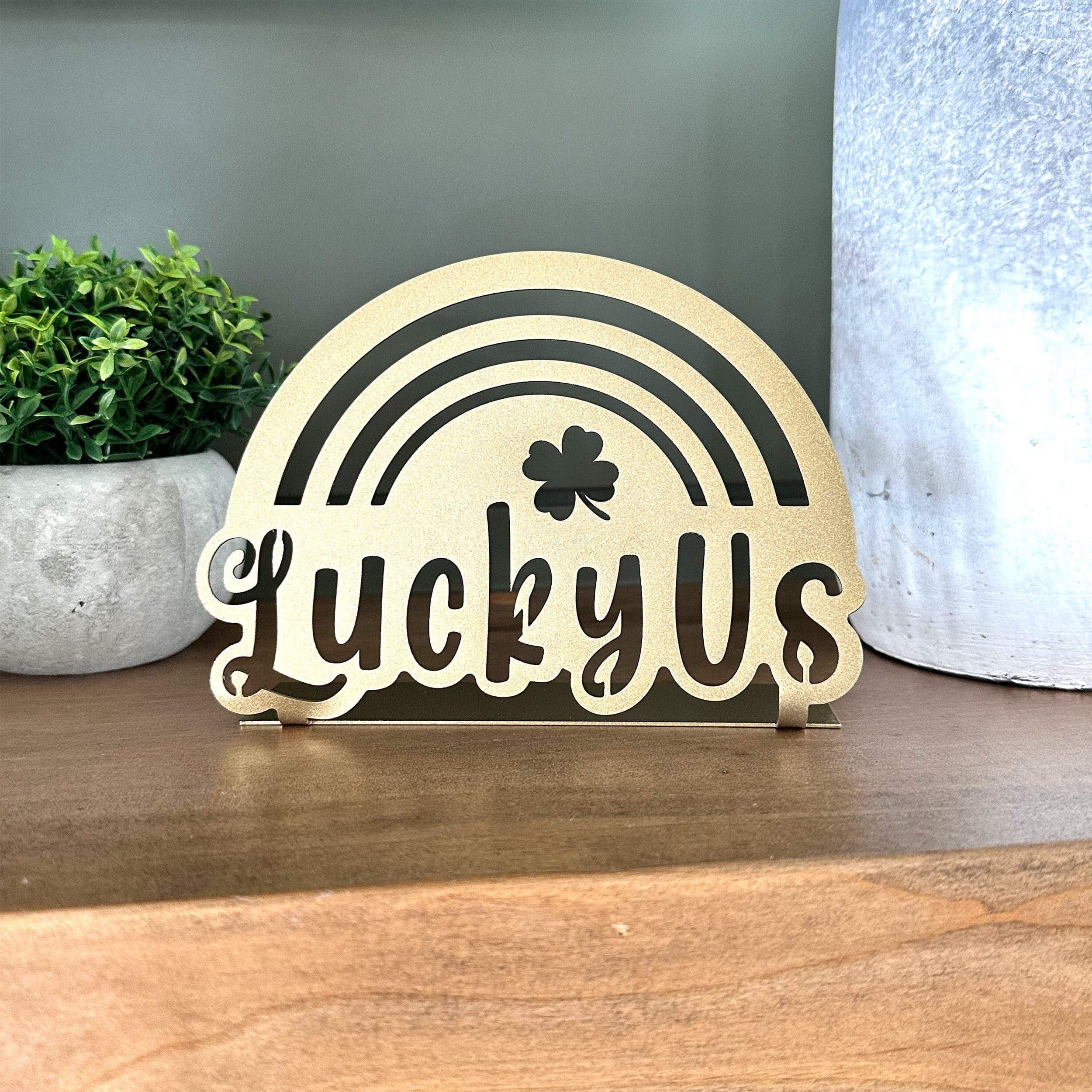 Decor Steals Lucky Us Rainbow Clover Tabletop Sign