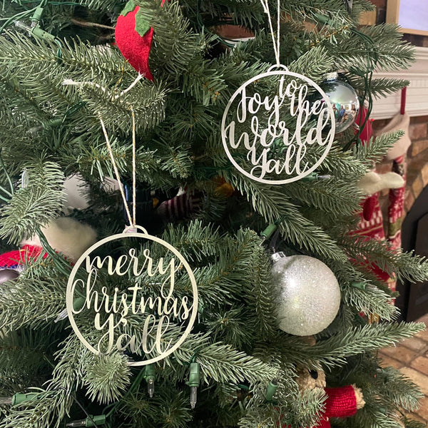 Rusted Orange Craftworks Co. OPTIONS_HIDDEN_PRODUCT Decor Steals Merry Christmas & Joy to the World Y'all Ornament - Christmas Ornament Decorations