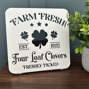 Rusted Orange Craftworks Co. OPTIONS_HIDDEN_PRODUCT Decor Steals Vintage Farm Fresh Four Leaf Clovers Metal Sign - Established 1893
