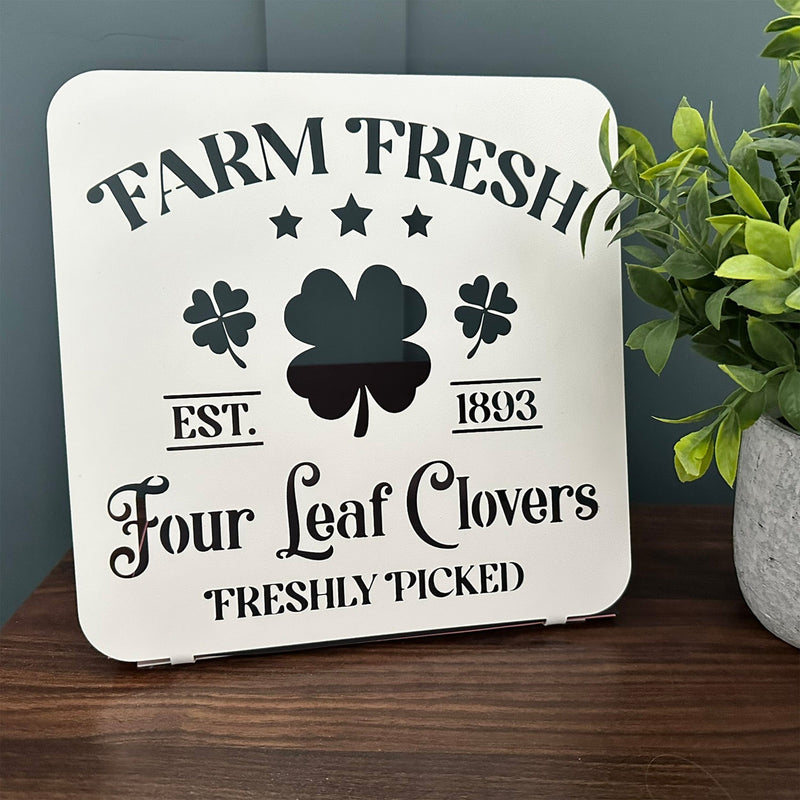 Rusted Orange Craftworks Co. OPTIONS_HIDDEN_PRODUCT Decor Steals Vintage Farm Fresh Four Leaf Clovers Metal Sign - Established 1893