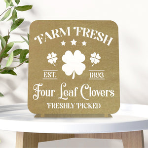 Rusted Orange Craftworks Co. OPTIONS_HIDDEN_PRODUCT Decor Steals Vintage Farm Fresh Four Leaf Clovers Metal Sign - Established 1893