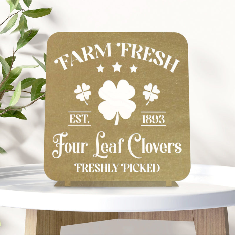 Rusted Orange Craftworks Co. OPTIONS_HIDDEN_PRODUCT Decor Steals Vintage Farm Fresh Four Leaf Clovers Metal Sign - Established 1893