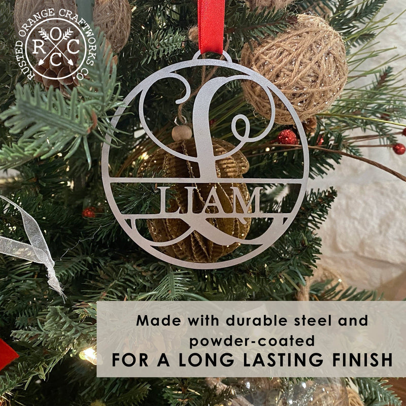 Rusted Orange Craftworks Co. OPTIONS_HIDDEN_PRODUCT Special Offer Circle Monogram Ornaments - 5 Pack - 4", 6", and 9" Personalized Christmas Tree Ornaments
