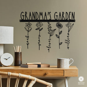Rusted Orange Craftworks Co. Our Family Garden - Personalized Birth Month Flowers Family Name Sign Mother's Day Gift