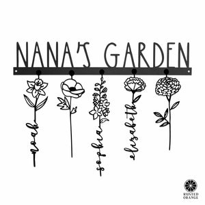 Rusted Orange Craftworks Co. Our Family Garden - Personalized Birth Month Flowers Family Name Sign Mother's Day Gift