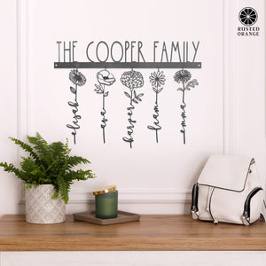 Rusted Orange Craftworks Co. Our Family Garden - Personalized Birth Month Flowers Family Name Sign Mother's Day Gift