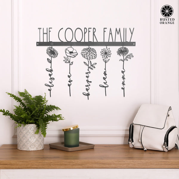Rusted Orange Craftworks Co. Our Family Garden - Personalized Birth Month Flowers Family Name Sign Mother's Day Gift