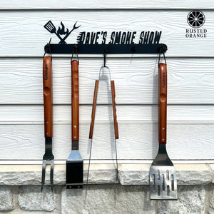 Rusted Orange Craftworks Co. Outdoor Grill Accessories Grill Utensil Holder Personalized - Outdoor Grilling Organizer Accessory