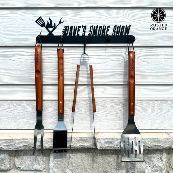 Rusted Orange Craftworks Co. Outdoor Grill Accessories Grill Utensil Holder Personalized - Outdoor Grilling Organizer Accessory