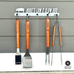 Rusted Orange Craftworks Co. Outdoor Grill Accessories Grill Utensil Holder Personalized - Outdoor Grilling Organizer Accessory