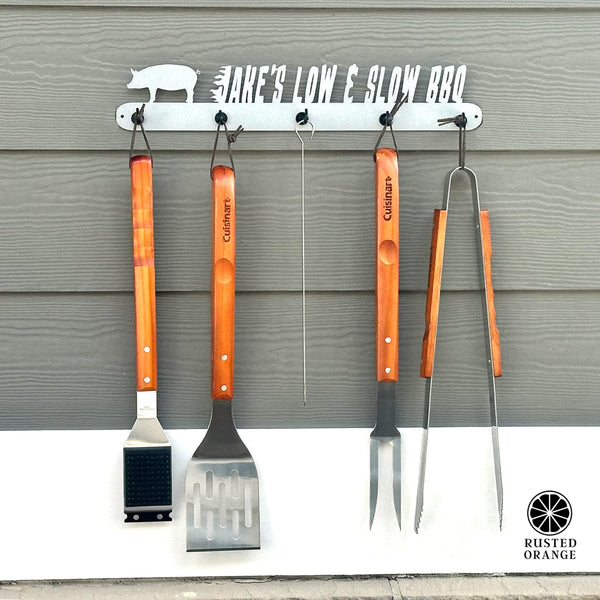 Rusted Orange Craftworks Co. Outdoor Grill Accessories Grill Utensil Holder Personalized - Outdoor Grilling Organizer Accessory