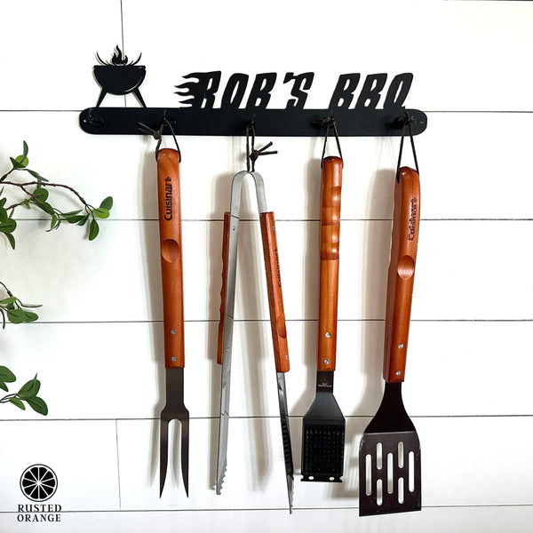 Rusted Orange Craftworks Co. Outdoor Grill Accessories Grill Utensil Holder Personalized - Outdoor Grilling Organizer Accessory