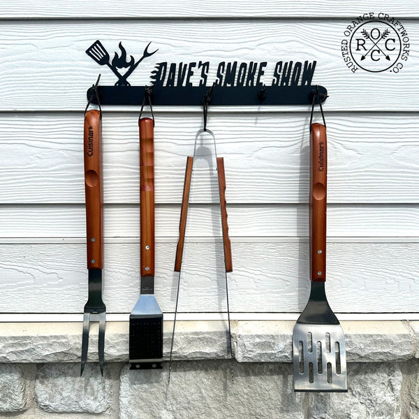 Rusted Orange Craftworks Co. Outdoor Grill Accessories Grill Utensil Holder Personalized - Outdoor Grilling Organizer Accessory