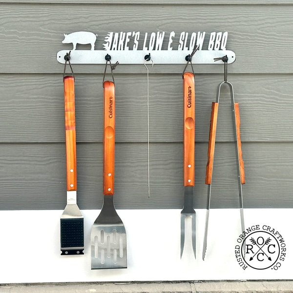 Rusted Orange Craftworks Co. Outdoor Grill Accessories Grill Utensil Holder Personalized - Outdoor Grilling Organizer Accessory
