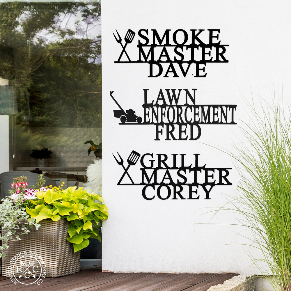 Rusted Orange Craftworks Co. Outdoor Grill Accessories Master Yard Plaques - Decorative Outdoor Patio Signs for Porch or Yard Decor