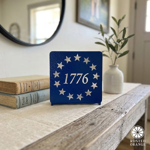Rusted Orange Craftworks Co. Patriotic Decor 1776 Patriotic Tabletop Decor - Modern Farmhouse Independence Day Shelf Sitter