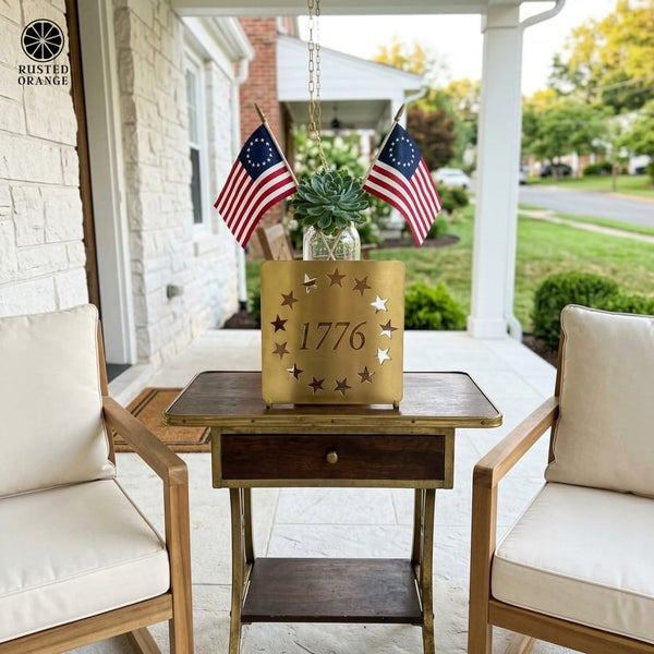 Rusted Orange Craftworks Co. Patriotic Decor 1776 Patriotic Tabletop Decor - Modern Farmhouse Independence Day Shelf Sitter