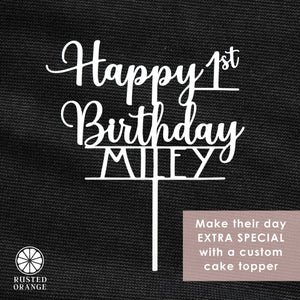 Rusted Orange Craftworks Co. Personalized Birthday Cake Topper - Number Cake Topper for Birthday - Custom Cake Topper for Birthdays-  Happy Birthday Cake Toppers Happy Birthday Sign for Cake