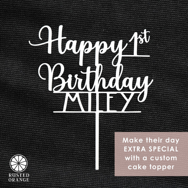 Rusted Orange Craftworks Co. Personalized Birthday Cake Topper - Number Cake Topper for Birthday - Custom Cake Topper for Birthdays-  Happy Birthday Cake Toppers Happy Birthday Sign for Cake