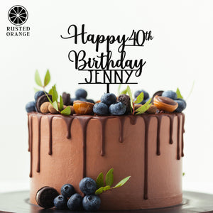 Rusted Orange Craftworks Co. Personalized Birthday Cake Topper - Number Cake Topper for Birthday - Custom Cake Topper for Birthdays-  Happy Birthday Cake Toppers Happy Birthday Sign for Cake