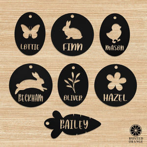 Rusted Orange Craftworks Co. Personalized Easter Basket Tags – Custom Metal Name Tags (Pack of 3)