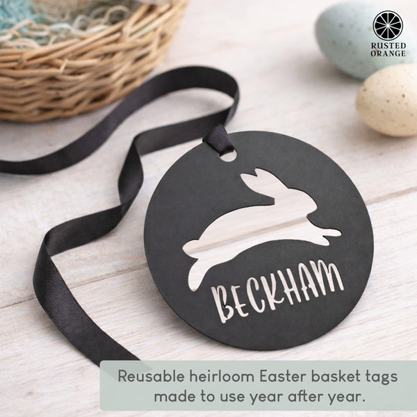 Rusted Orange Craftworks Co. Personalized Easter Basket Tags – Custom Metal Name Tags (Pack of 3)