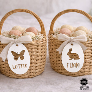Rusted Orange Craftworks Co. Personalized Easter Basket Tags – Custom Metal Name Tags (Pack of 3)