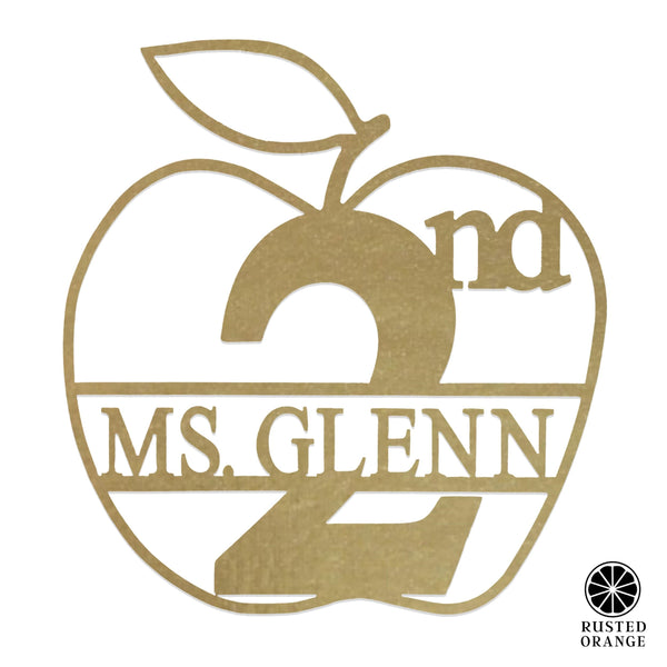 Rusted Orange Craftworks Co. Posters, Prints, & Visual Artwork Apple Monogram - 2 Sizes - Personalized Teacher Gift or Farm Decor
