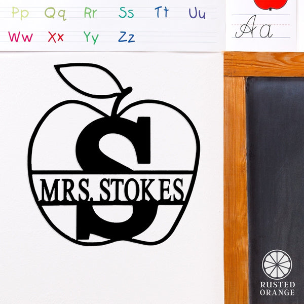 Rusted Orange Craftworks Co. Posters, Prints, & Visual Artwork Apple Monogram - 2 Sizes - Personalized Teacher Gift or Farm Decor